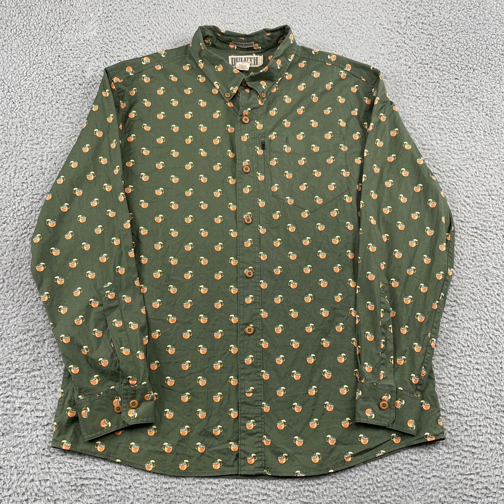 Duluth Trading Co Shirt‎ Mens L Green Moscow Mule Untucked Relaxed Fit Cotton